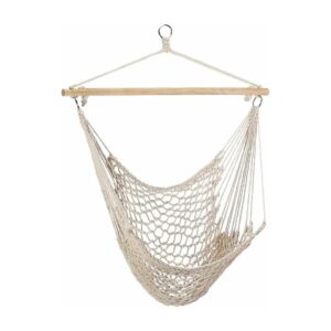 Portable Hammock Swing Chair with Lightweight Wood and Cotton Construction