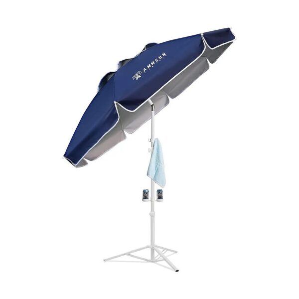 Portable Navy Blue Outdoor Umbrella with Stand for Sun Protection and Stability