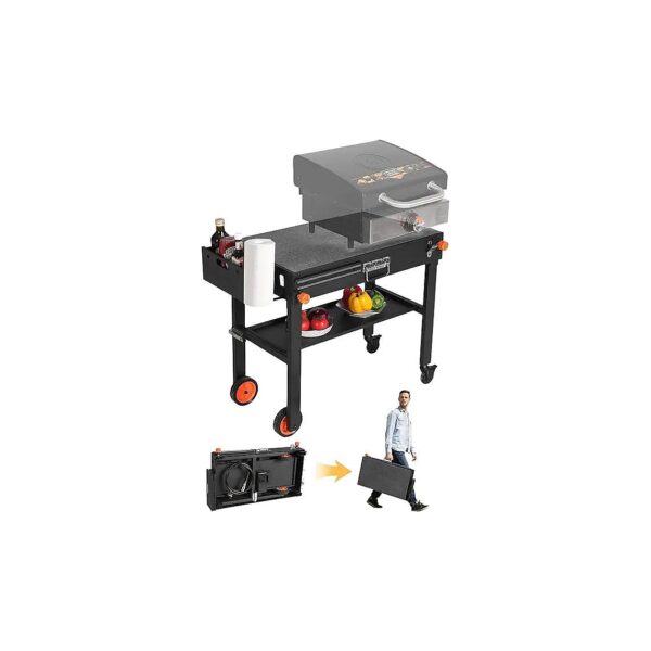 Portable Outdoor Grill Station with Wheels and Removable Tray for 17 or 22 Inch Griddle