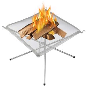 Portable Outdoor Wood Burning Fire Pit with Collapsible Design and Stainless Steel Mesh