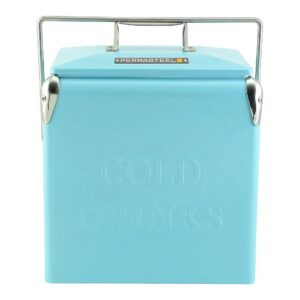 Portable Powder Coated Steel Beverage Cooler for Turquoise Turf and Beach Trips