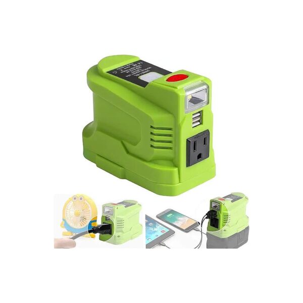 Portable Power Source Kit DC 18V to AC 110V 150W Inverter for Ryobi 18V Li-ion Battery