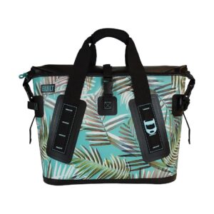 Portable Teal Palms Cooler with Built-In Bottle Opener and Leak-Proof Construction