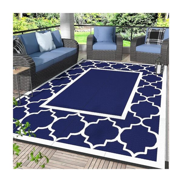 Portable Waterproof Outdoor Rug 6X9 Reversible Plastic Straw Mat For Patio Decor Beach