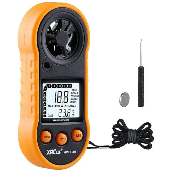 Portable Wind Speed Thermometer Gauge for Shooting Windsurfing Fishing Hunting