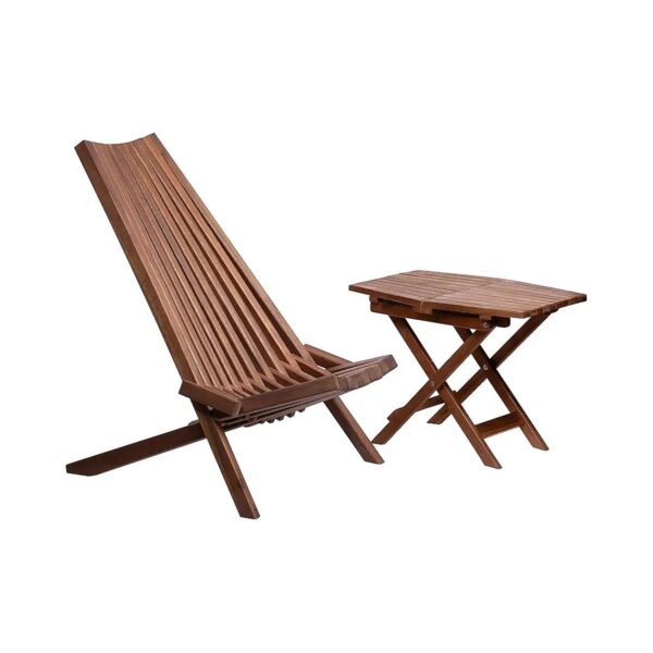 Portable Wooden Folding Chair and Table Set for Backyard, Patio, and Camping