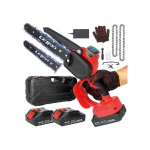 Portable and Compact Cordless Chainsaw with 2 Batteries and 2 Chains for Outdoor Work