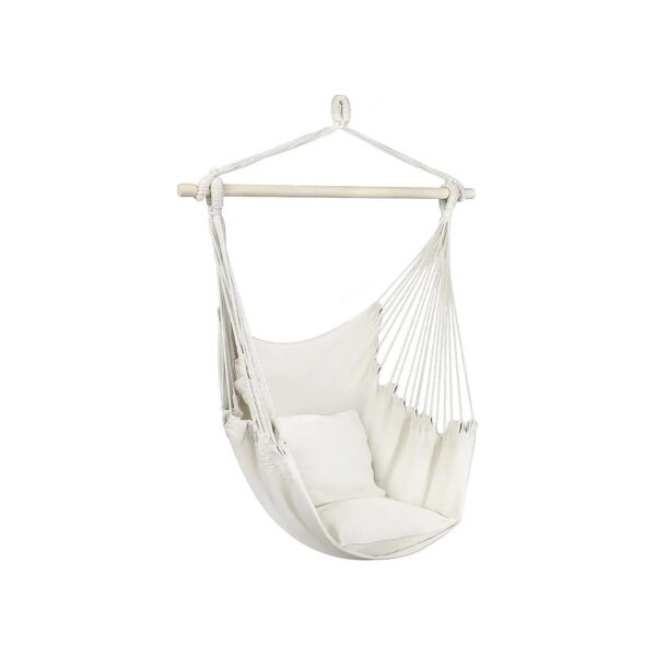 Portable and Easy to Hang White Cotton Hammock Chair for Indoor or Outdoor Use