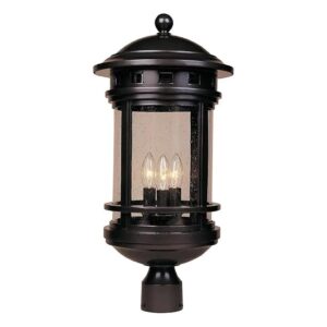 Post Lantern Lighting Fixtures with Clear Seedy Glass Shade and Oil Rubbed Bronze