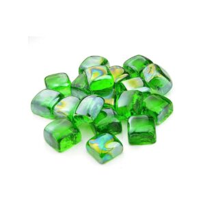 Pound Fire Glass Cubes in Emerald Green for Large Fireplaces and Fire Pits