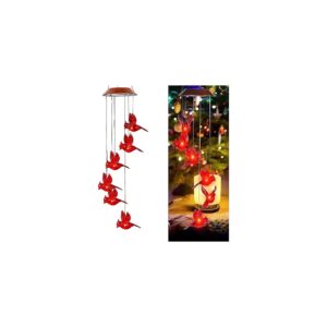 Powered Color Changing Cardinal Bird Wind Chimes with Portable LED Light