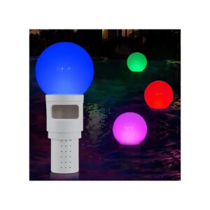 Powered Floating Chlorine Dispenser with Color-Changing LED Ball and Night Mode