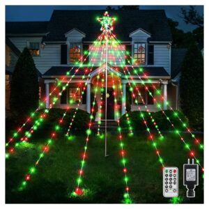 Powered LED Christmas Tree Lights with 14 Lighting Modes and 9ft Pole