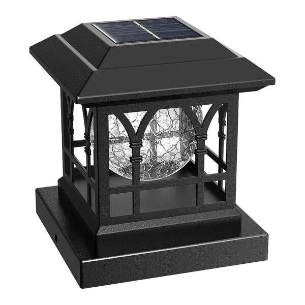 Powered Outdoor Lamp Posts with Crackled Glass and RGB Automatic Cycling for 6-5x5 Posts