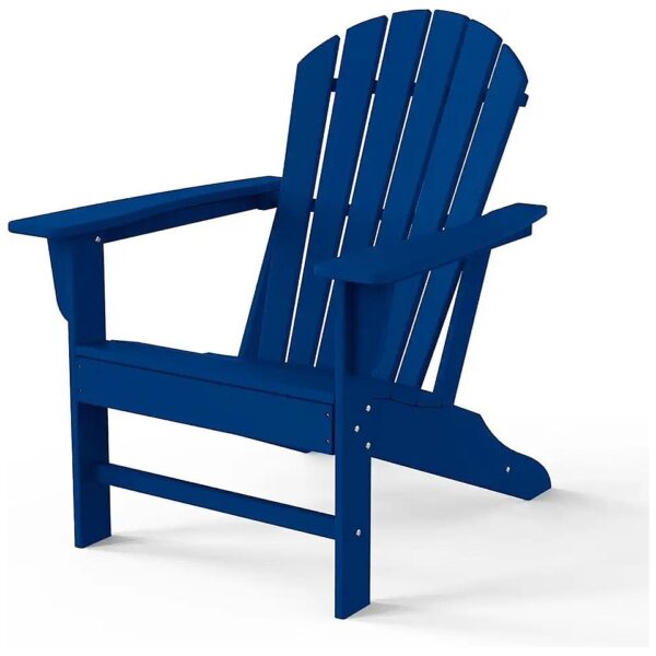 Pre-Assembled Ergonomic Navy Blue Adirondack Chair for Outdoor Pool Deck Seating