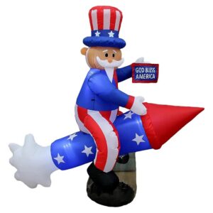 Pre-Lit LED Inflatable Uncle Sam Decoration with Easy Deflation and Storage