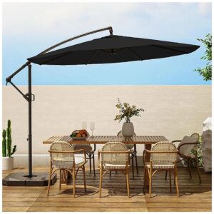 Premium 10 FT Patio Hanging Umbrella with Offset Cantilever Design Sun Fade Resistant