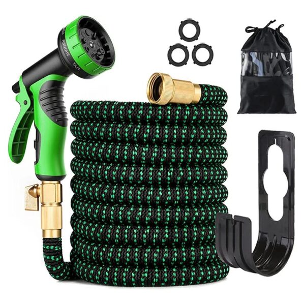 Premium 100 Foot Garden Hose Set with Durable Fabric and Brass Connectors