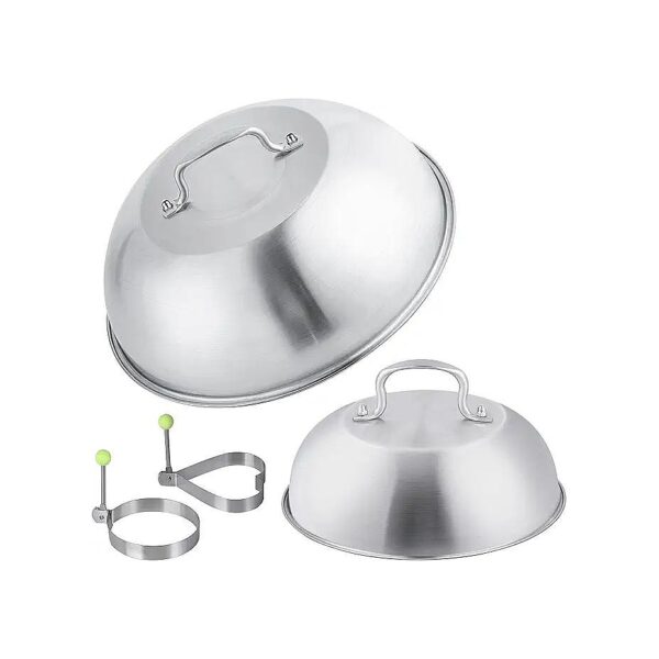 Premium 9 Inch Stainless Steel Egg Rings and Melting Domes for Grilled Cheese and More