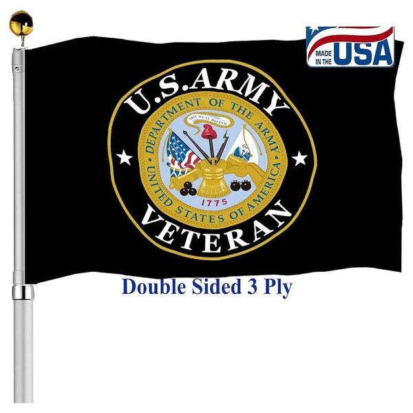 Premium Army Flag US Army Gold Crest Black 3x5 Double Sided Heavy Duty