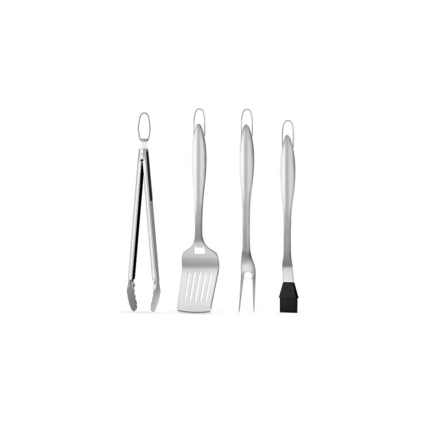 Premium BBQ Grill Tool Set with Stainless Steel Spatula Fork Tongs and Basting Brush