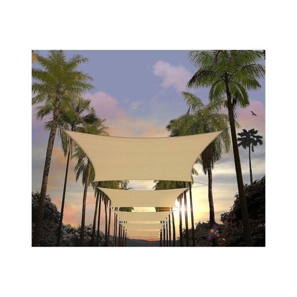 Premium Beige Rectangle Shade Sail Awning with 3 Years Warranty