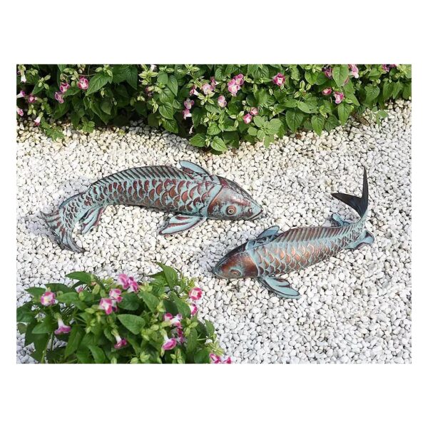 Premium Copper Metal Koi Fish Sculpture for Home and Garden Furniture