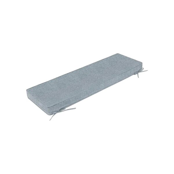 Premium Light Grey Bench Cushion with Double Piping Design and Adjustable Straps