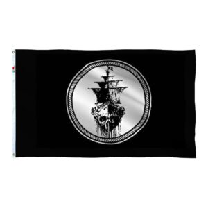 Premium Pirate Ship Flag 3x5 Ft Black Sea Design with Metal Grommets for Easy Display