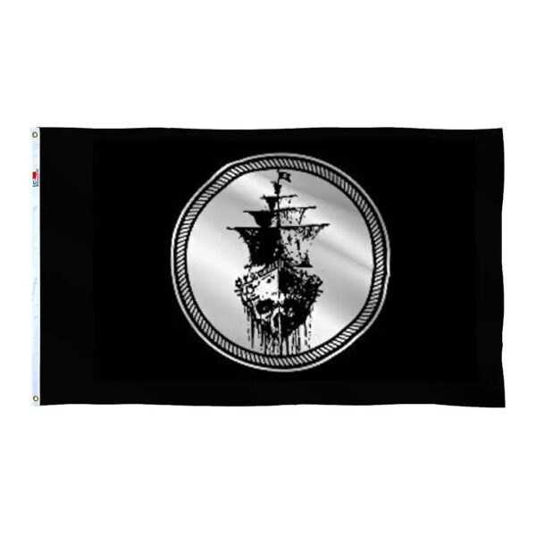 Premium Pirate Ship Flag 3x5 Ft Black Sea Design with Metal Grommets for Easy Display