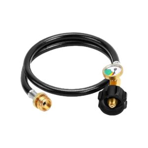 Pressure Propane Hose with Gauge and 1-20lb Connection for Portable Grills and Heaters