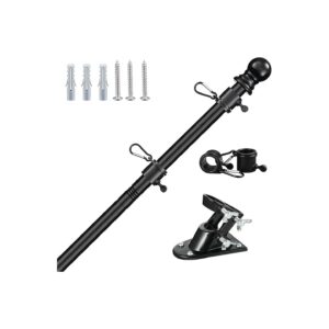 Professional Flag Pole Kit for Garden Yard with Adjustable Length and Black Finish