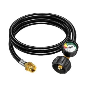 Propane Adapter for 1lb to 20lb LP Tanks with Flexible Hose and Gauge