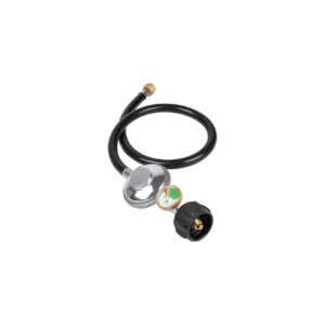 Propane Gas Grill Regulator with Gauge for Leak Detection and Fuel Level Readout