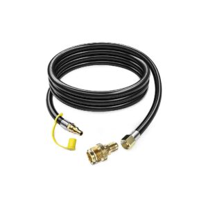 Propane RV to Gas Grill Hose 12 FT Quick Connect with 1 LB Throwaway Bottle Adapter