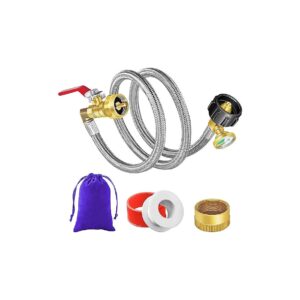 Propane Refill Adapter Hose Kit with QCC1 Male Connect and Propane Tank Gauge