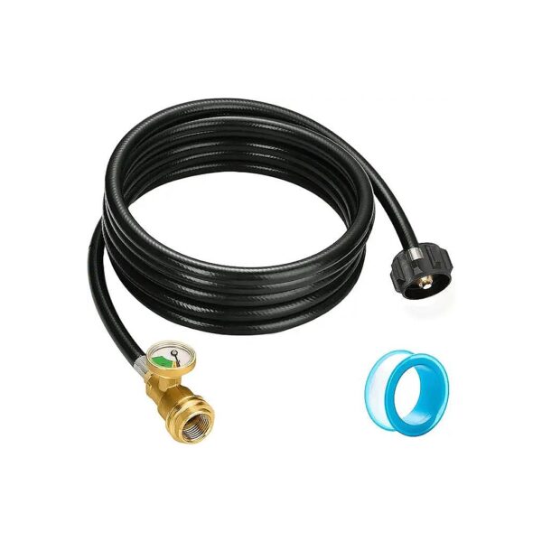 Propane Tank Extension Hose with Gauge for 12 FT LP Gas Hose Leak Detector Replacement