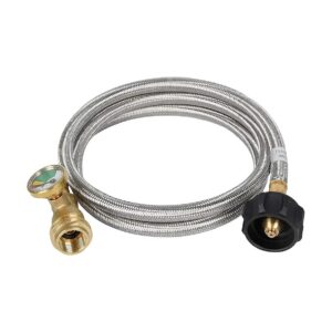 Propane Tank Extension Hose with Gauge for Propane Tanks and RVs