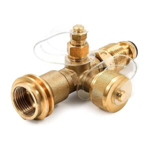 Propane Tee Fitting with Four Brass Ports for Camper Hookups