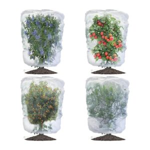 Protect Your Fruiting Plants with These 4 Pack White Plant Netting Mesh Bags