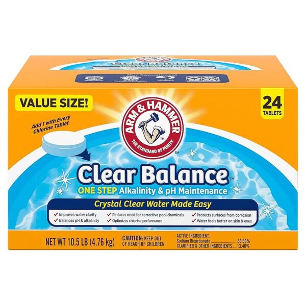 Pure ARM & HAMMER Baking Soda Pool Maintenance Tablets for Alkalinity and pH Balance