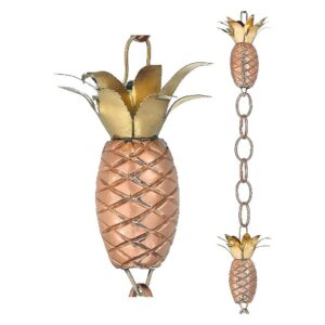 Pure Copper Pineapple Rain Chain - 8-1/2 Feet Long with Artistic Design