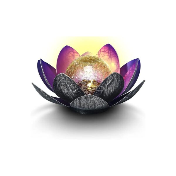 Purple Solar Lotus Flower Light Outdoor Decorations Modern Solar Powered Glass Ball Light