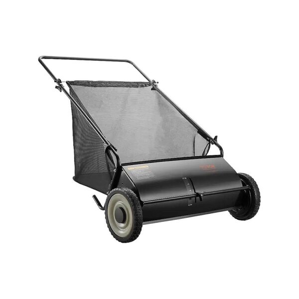 Push Lawn Sweeper with Adjustable Spinning Brushes and Sturdy Wheels