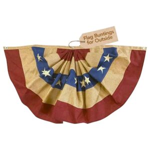 Quality Burlap Patriotic Flag Bunting, 48" x 24", for Outdoor and Indoor Decor