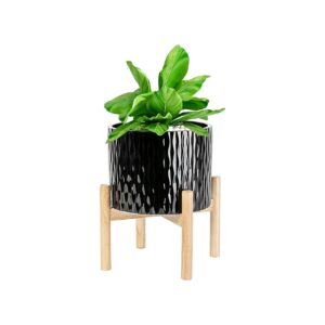 Quality Ceramic Planter Containers with Wooden Shelf for Indoor Plants