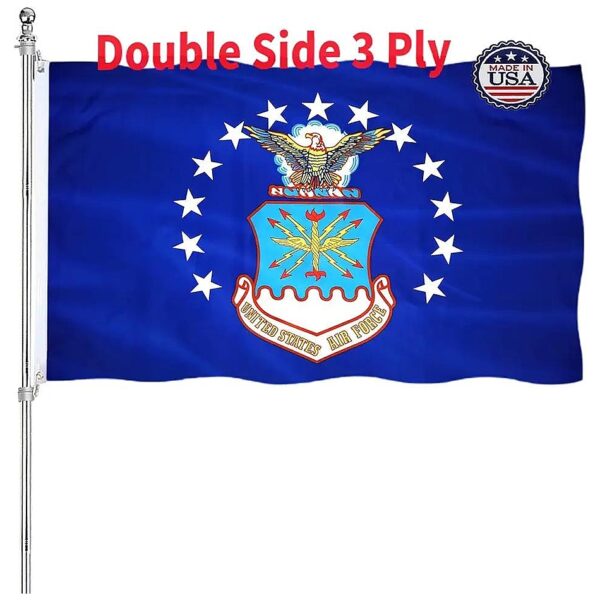 Quality Double Sided 3x5 Air Force Flag Made of Heavy Duty 3 Ply 200D Polyester Fabric