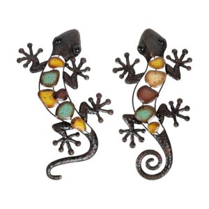 Quality Gecko Metal Wall Art - 2-Pack Lizard Wall Decorations for Home Indoor Outdoor