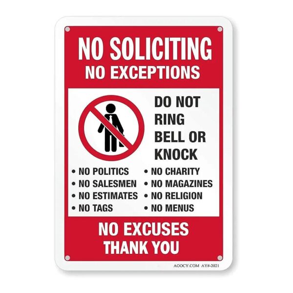 Quality No Soliciting Signs 2 Pack