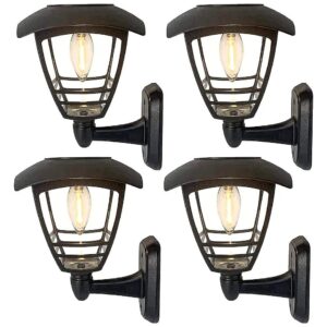 Quality Plastic 4 Pack Solar Powered LED Wall Lights with No Wiring Requirements